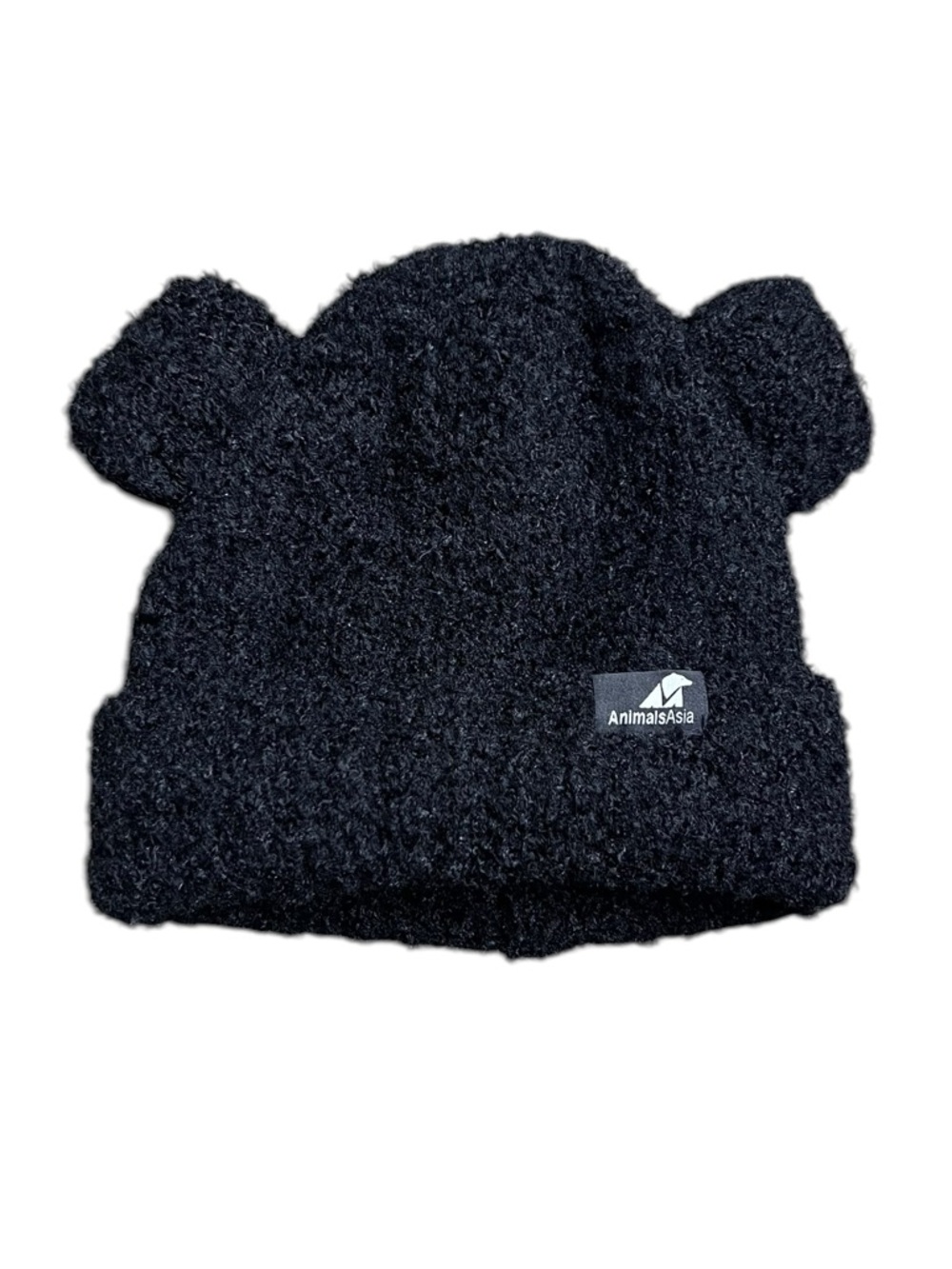 New Animals Asia Black Plush Bear-Ear Kids Beanie